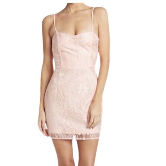 Area Sheath Dress Fully Lined Mini Sweetheart Neck Sleeveless Floral Pink L NWOT - Picture 1 of 10